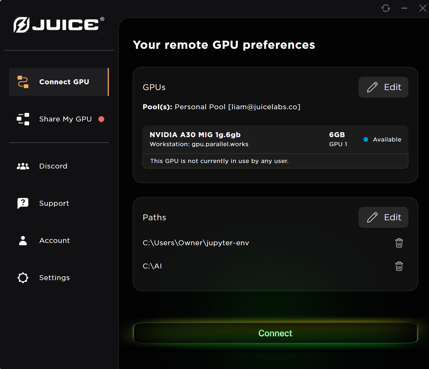 Juice Labs Desktop Application Interface